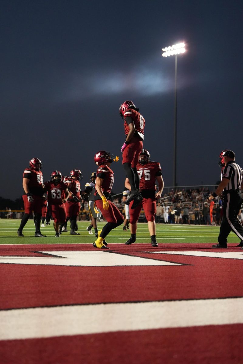 Mustang touchdown celebration during Mccracken Vs. Murray game.
